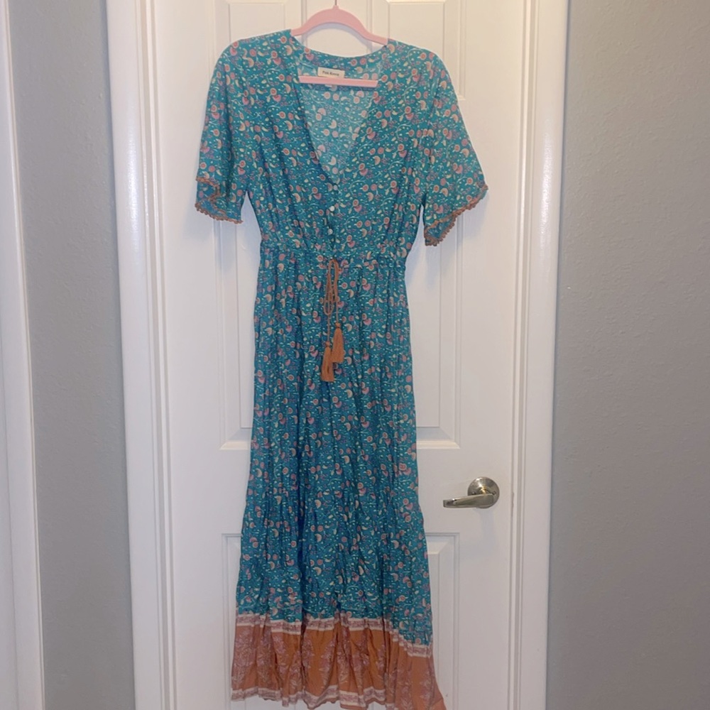 Pink Ripple Boho Maxi Dress - Picture 2 of 8